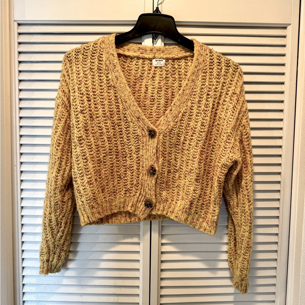 Cotton on chunky multi yellow button down sweater